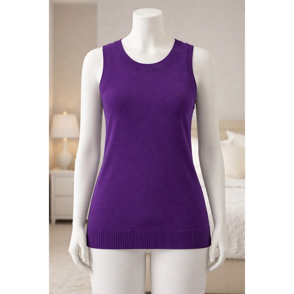 Denim & Co. Tops - Denim & Co Essentials Purple Sleeveless Sweater‎ Tank Top XXS Crew Neck Knit